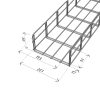 MERKUR2 50/50 rácsos kábeltálca - beltéri - galvanizált méretei