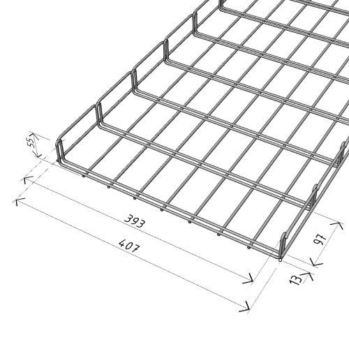 MERKUR2 50/50 rácsos kábeltálca - beltéri - galvanizált méretei