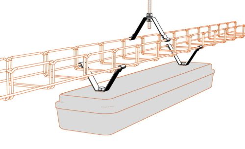 MERKUR2 DZM3/100 beltéri mennyezeti középpontos függesztő elem 100 mm-es tálcákhoz 50 kg-ig - GZ - galvanizált