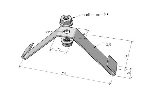 MERKUR2 50/50 rácsos kábeltálca - beltéri - galvanizált méretei