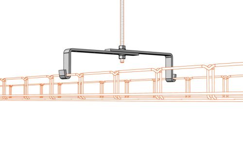 MERKUR2 DZM4 beltéri állítható mennyezeti középpontos függesztő elem 200-300 mm-es tálcákhoz 80 kg-ig - GZ - galvanizált
