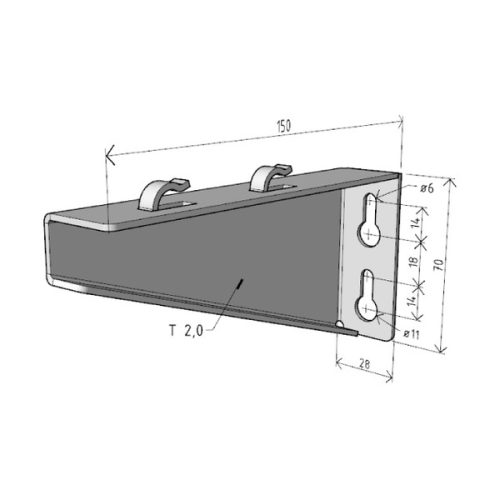 MERKUR2 50/50 rácsos kábeltálca - beltéri - galvanizált méretei