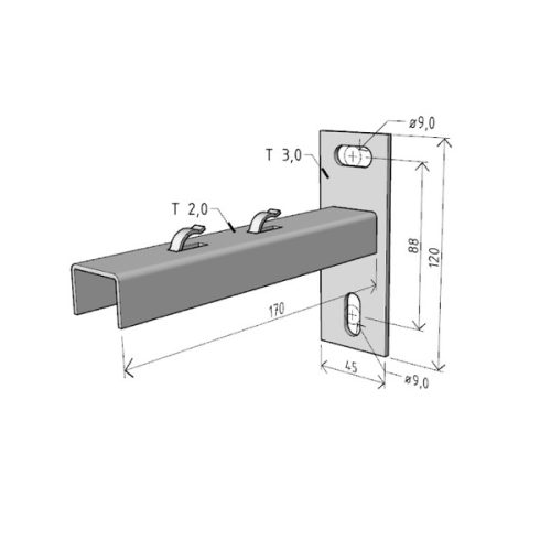 MERKUR2 50/50 rácsos kábeltálca - beltéri - galvanizált méretei