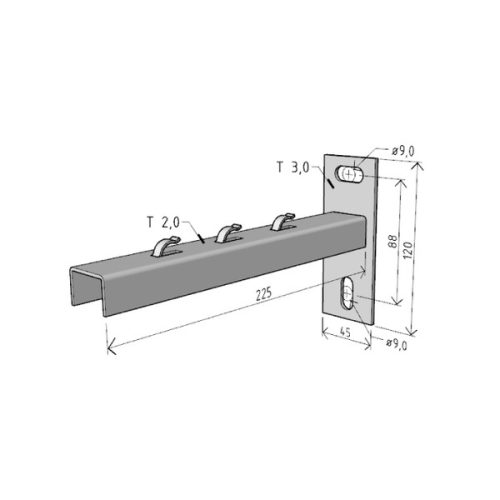 MERKUR2 50/50 rácsos kábeltálca - beltéri - galvanizált méretei