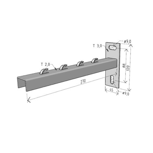 MERKUR2 50/50 rácsos kábeltálca - beltéri - galvanizált méretei