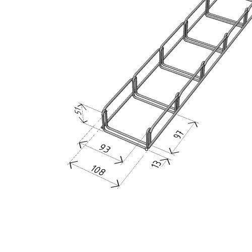 MERKUR2 50/50 rácsos kábeltálca - beltéri - galvanizált méretei