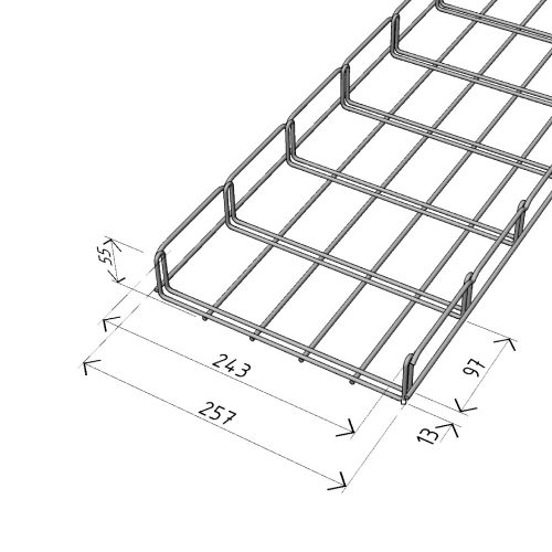 MERKUR2 50/50 rácsos kábeltálca - beltéri - galvanizált méretei