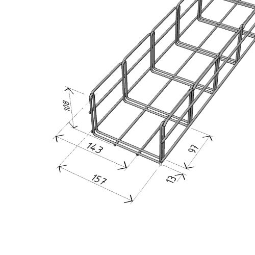 MERKUR2 50/50 rácsos kábeltálca - beltéri - galvanizált méretei