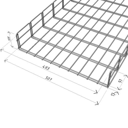 MERKUR2 50/50 rácsos kábeltálca - beltéri - galvanizált méretei