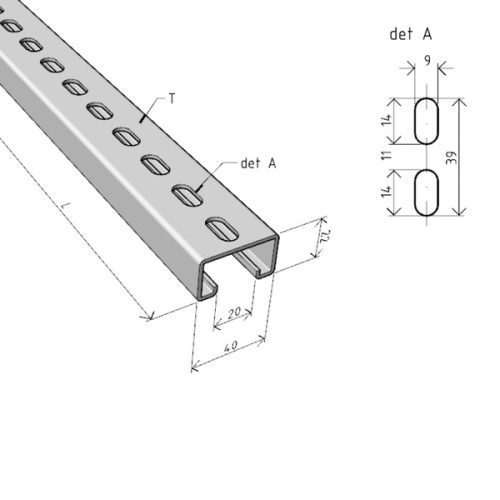 MERKUR2 50/50 rácsos kábeltálca - beltéri - galvanizált méretei