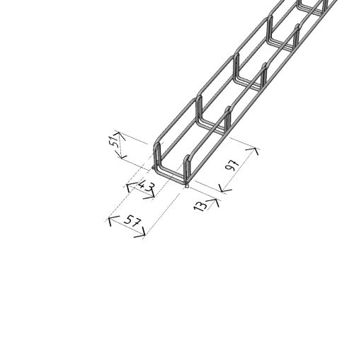 MERKUR2 50/50 rácsos kábeltálca - beltéri - galvanizált méretei
