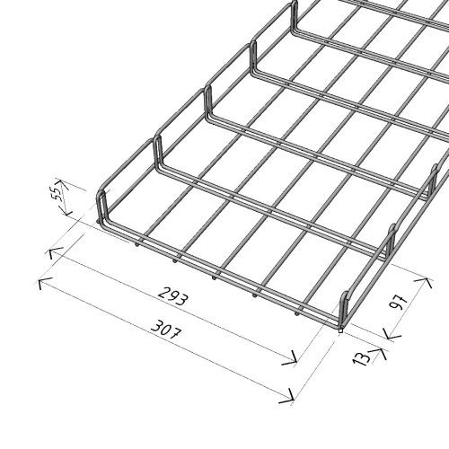 MERKUR2 50/50 rácsos kábeltálca - beltéri - galvanizált méretei