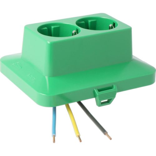 ATTEMA AK2 felpattintható előlap 120×95 mm kötő dobozokhoz 2 db.schuko aljzattal IP40 - ZÖLD