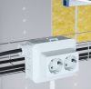 ATTEMA AK2-S/MD 120×95 mm kötő doboz a hátoldalon MD rögzítő- / szerelőlap rácsos kábeltálcákhoz 3 kábelbevezetővel IP40