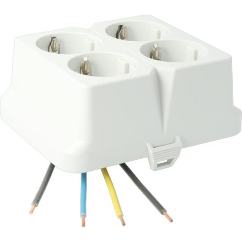 ATTEMA AK2 felpattintható előlap 120×95 mm kötő dobozokhoz 4 db.schuko aljzattal IP40 - VILÁGOSSZÜRKE