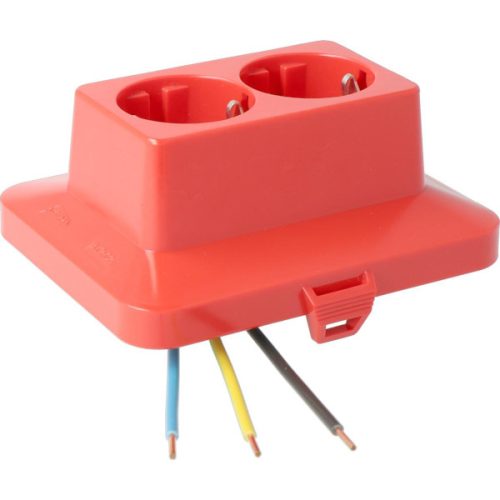 ATTEMA AK2 felpattintható előlap 120×95 mm kötő dobozokhoz 2 db.schuko aljzattal IP40 - PIROS