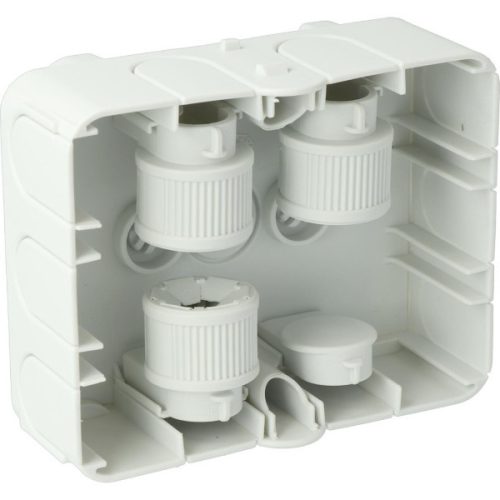 ATTEMA AK2-S/MD 120×95 mm kötő doboz a hátoldalon MD rögzítő- / szerelőlap rácsos kábeltálcákhoz 3 kábelbevezetővel IP40