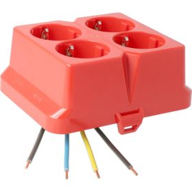   ATTEMA AK2 felpattintható előlap 120×95 mm kötő dobozokhoz 4 db.schuko aljzattal IP40 - PIROS