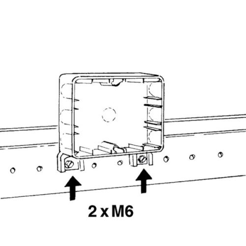 ATTEMA AK2-S 120×95 mm kötő doboz két alsó rögzítési pontokkal hagyományos lemez kábeltálcákhoz 3 kábelbevezetővel IP40