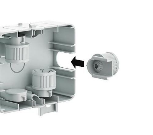 ATTEMA AK2-S 120×95 mm kötő doboz két alsó rögzítési pontokkal hagyományos lemez kábeltálcákhoz 3 kábelbevezetővel IP40
