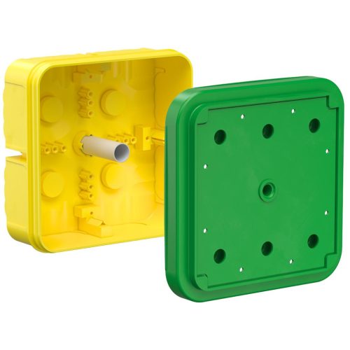 Kaiser 1296-02 1-es négyzetes 180×180×84 mm-es elágazó doboz / kötődoboz beton falazatba