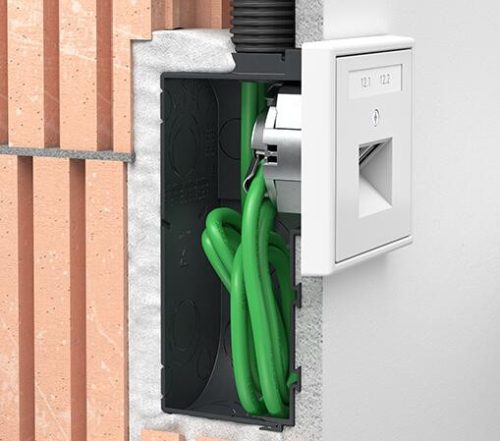 Kaiser 1068-05 UP1 Elektronik 60-as sorolható süllyesztett MÜDS szerelvénydoboz zsebbel +2 db szerelvényrögzítő csavarral