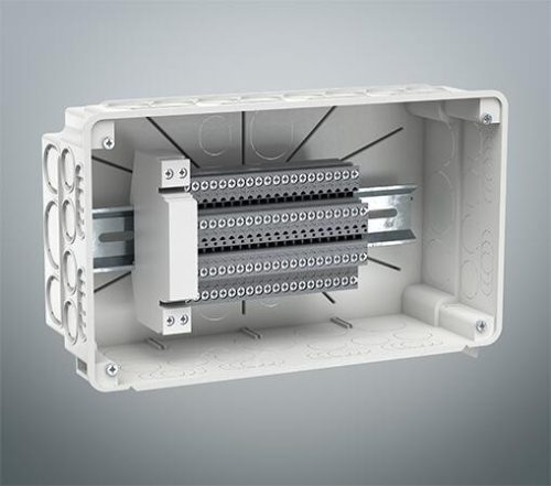 Kaiser 1092-90 bővíthető süllyesztett MÜDK elágazó doboz / kötődoboz fedéllel és 4 db csavarral - méret: 240×142×87 mm