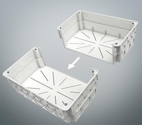 Kaiser 1092-90 bővíthető süllyesztett MÜDK elágazó doboz / kötődoboz fedéllel és 4 db csavarral - méret: 240×142×87 mm