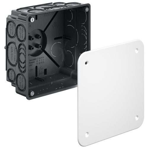 Kaiser 1095-01 négyzetes süllyesztett MÜDK elágazó doboz / kötődoboz fedéllel és 2 db csavarral - méret: 107×107×57 mm