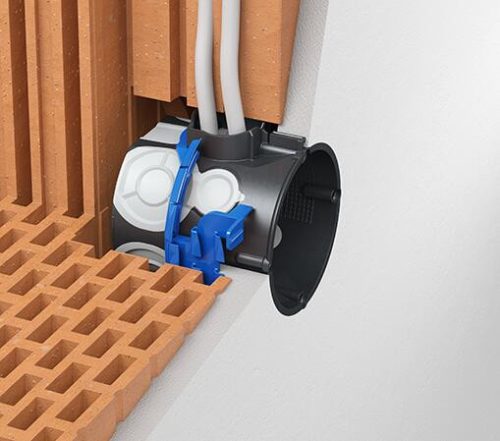 Kaiser 1159-03 KLEMMFIX gipszmentes dobozrögzítő sorolható süllyesztett MÜDS szerelvénydobozokhoz - kék