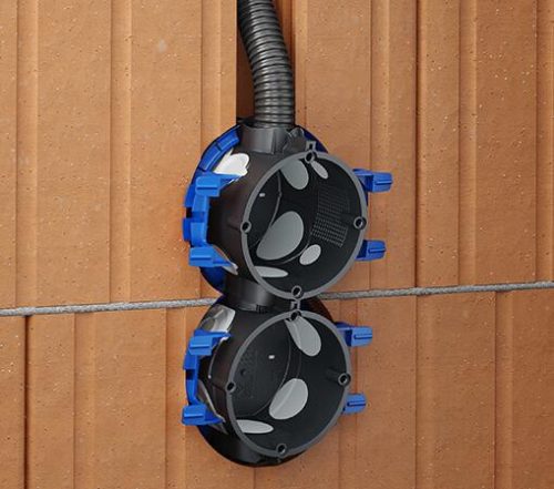 Kaiser 1159-03 KLEMMFIX gipszmentes dobozrögzítő sorolható süllyesztett MÜDS szerelvénydobozokhoz - kék