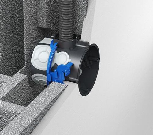 Kaiser 1159-03 KLEMMFIX gipszmentes dobozrögzítő sorolható süllyesztett MÜDS szerelvénydobozokhoz - kék