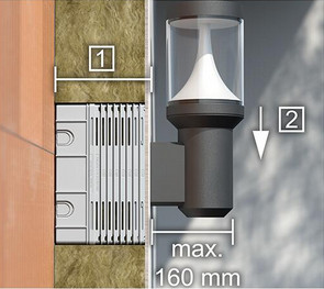 Kaiser 1159-24 univerzális eszköztartó szerelőlap, hőszigetelés-vastagsághoz állítható 60-160 mm között (emelőelemmel max. 360 mm)