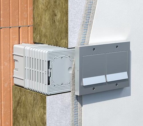 Kaiser 1159-26 univerzális szerelvénytartó, hőszigetelés-vastagsághoz állítható 60-160 mm között (emelőelemmel max. 360 mm)