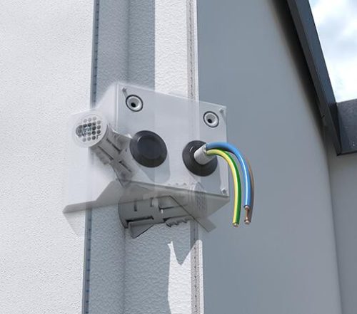 Kaiser 1159-50 kétrészes Mini készüléktartó tipli 80 mm-nél vastagabb színezett homlokzati hőszigetelésbe - terhelhetőség: 3 kg.