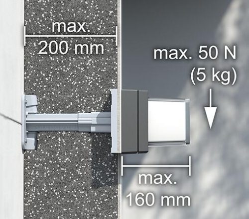 Kaiser 1159-60 teleszkópos eszköztartó szerelőlap, hőszigetelés-vastagsághoz állítható 80-200 mm között