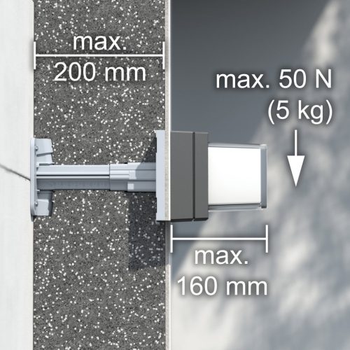 Kaiser 1159-60 teleszkópos eszköztartó szerelőlap, hőszigetelés-vastagsághoz állítható 80-200 mm között