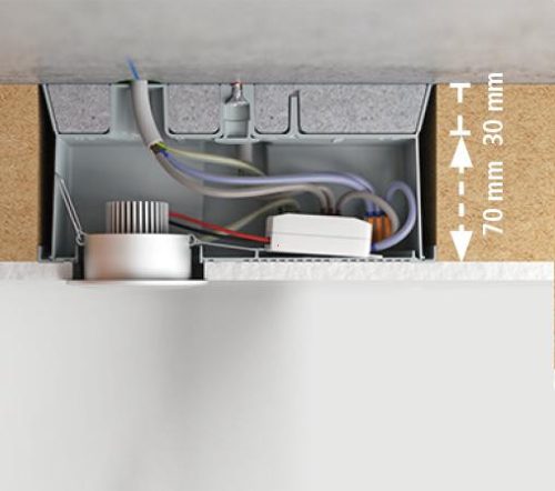 Kaiser 1159-70 ThermoX® ISO+ nagyméretű LED lámpa beépítő doboz 100 mm-nél vastagabb külső hőszigetelésbe