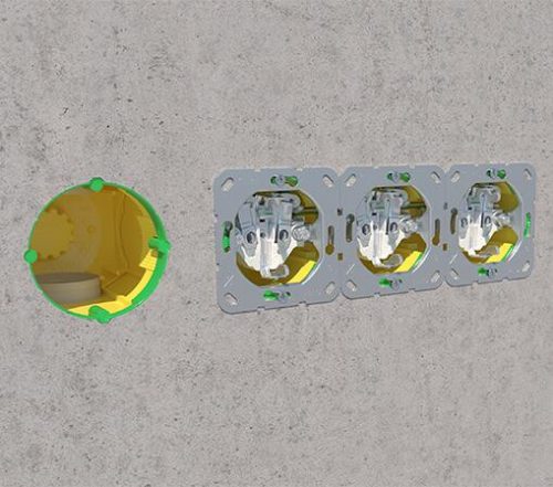 Kaiser 1260-01 B¹ sorolható extra mély Ø 60 mm szerelvény- és kötődoboz beton falazatba