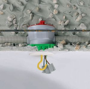 Kaiser 1265-50 Ø 60 mm mély szerelvény- és kötődoboz beton mennyezetbe M5 anyacsavarral