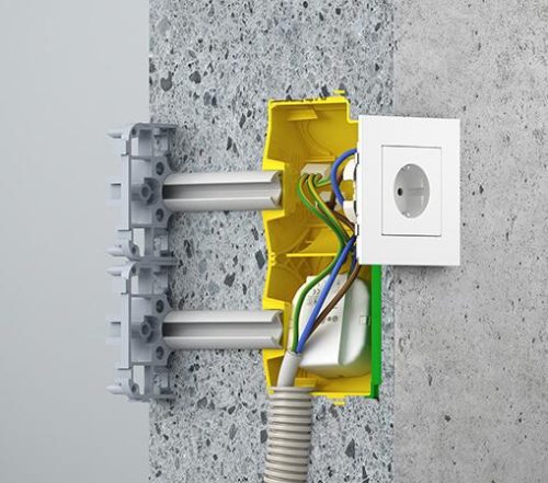 Kaiser 1268-01 B¹ sorolható Elektronik mély Ø 60 mm szerelvény- és kötődoboz beton oldalfalazatba