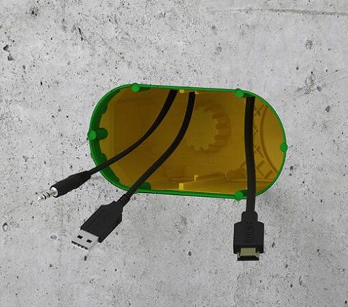 Kaiser 1269-01 B¹ sorolható dupla (mély) Ø 2×60 mm szerelvény- és kötődoboz beton oldalfalazatba