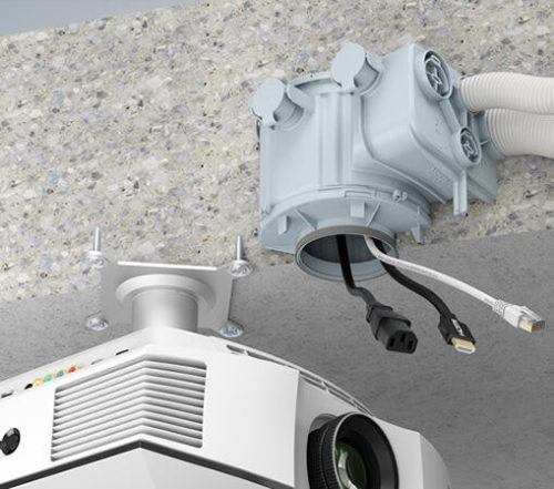 Kaiser 1281-15 HaloX® 100 MULTI LED lámpa, hangszóró és eszköz beépítő doboz beton mennyezetbe trafó alagúttal