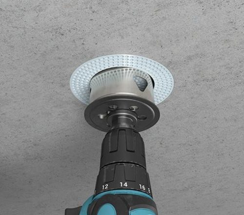 Kaiser 1282-40 HaloX® 180 LED lámpa, hangszóró és eszköz beépítő doboz beton mennyezetbe 325 mm-es trafóalagúttal