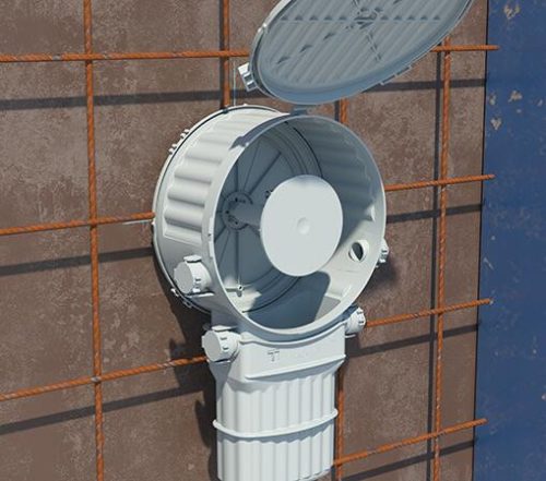 Kaiser 1283-40 HaloX® 250 LED lámpa, hangszóró és eszköz beépítő doboz beton mennyezetbe 325 mm-es trafóalagúttal