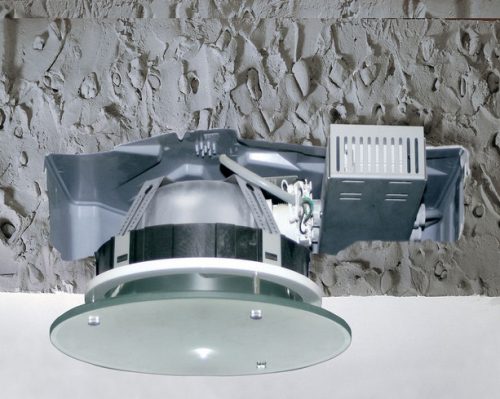 Kaiser 1293-27 KompaX®1 LED lámpa, hangszóró és eszköz beépítő doboz beton mennyezetbe ásványgyapot előlappal