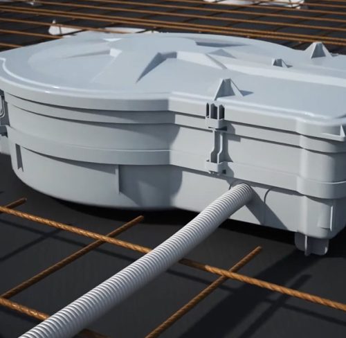 Kaiser 1293-27 KompaX®1 LED lámpa, hangszóró és eszköz beépítő doboz beton mennyezetbe ásványgyapot előlappal