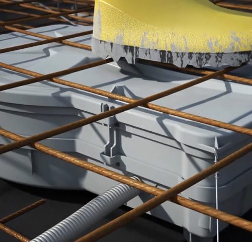 Kaiser 1293-27 KompaX®1 LED lámpa, hangszóró és eszköz beépítő doboz beton mennyezetbe ásványgyapot előlappal