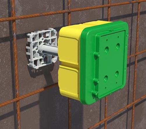 Kaiser 1295-02 1-es négyzetes 128×128×80 mm-es elágazó doboz / kötődoboz beton falazatba