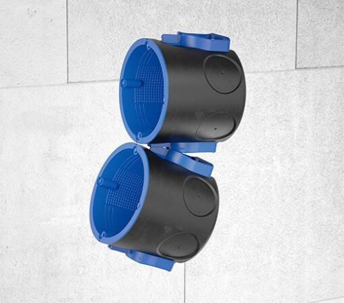 Kaiser 1569-01 hangszigetelt süllyesztett sorolható kerek szerelvénydoboz tégla falazatba - 56dB csillapítás